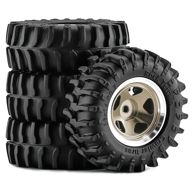 4Pcs 0.7 Inch Beadlock Wheels & Tires, Upgrade Parts for 1/30 RC Crawler Axial SCX30 Ford Bronco Wrangler K10