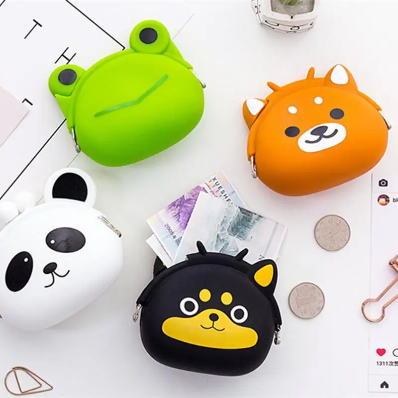 Lovely Women New Coin Bag Silicone Storage Animal Panda Cat Bear Mini Pouch Coin Bag Change Wallet Purse Hasp New Design Wallets