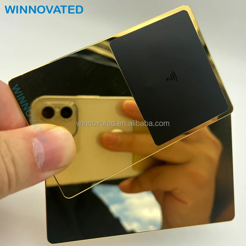 Customized product Luxury Reflective 24K Mirror Gold Plated Stainless Steel Made Metal NFC RFID VIP Business Card