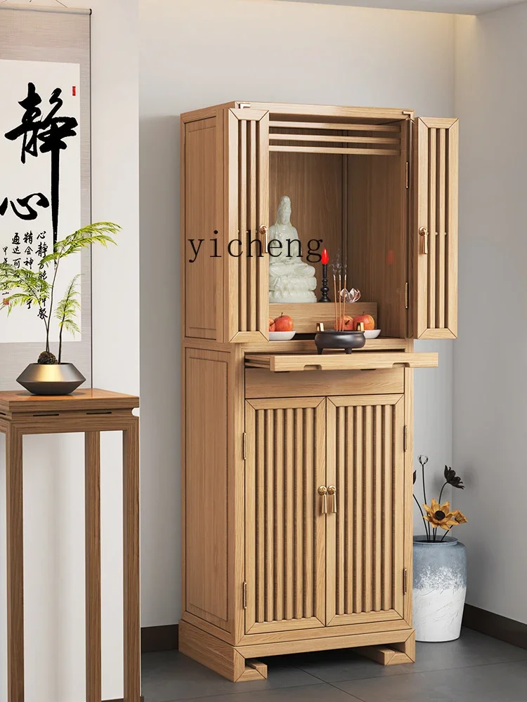 Zk Solid Wood Buddha Niche New Chinese Style Stand Cabinet Home with Door God Table Bodhisattva Cabinet