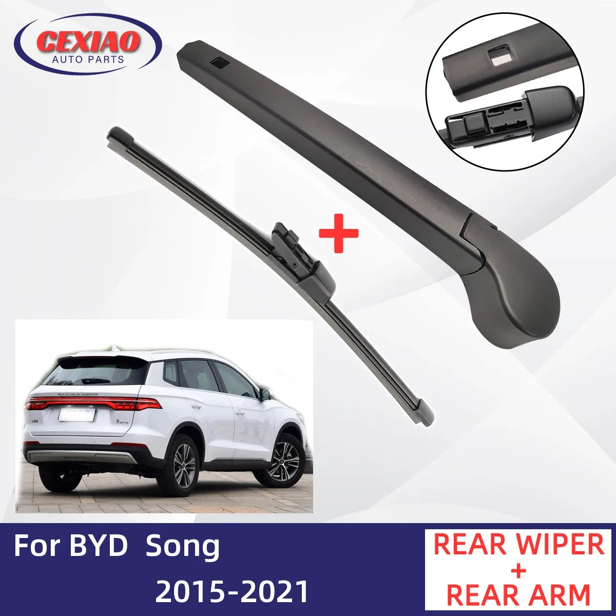 

For BYD Song 2015-2021 Car Rear Wiper Blade and Arm Fit Tailgate Window Rain Brush Windshield Windscreen