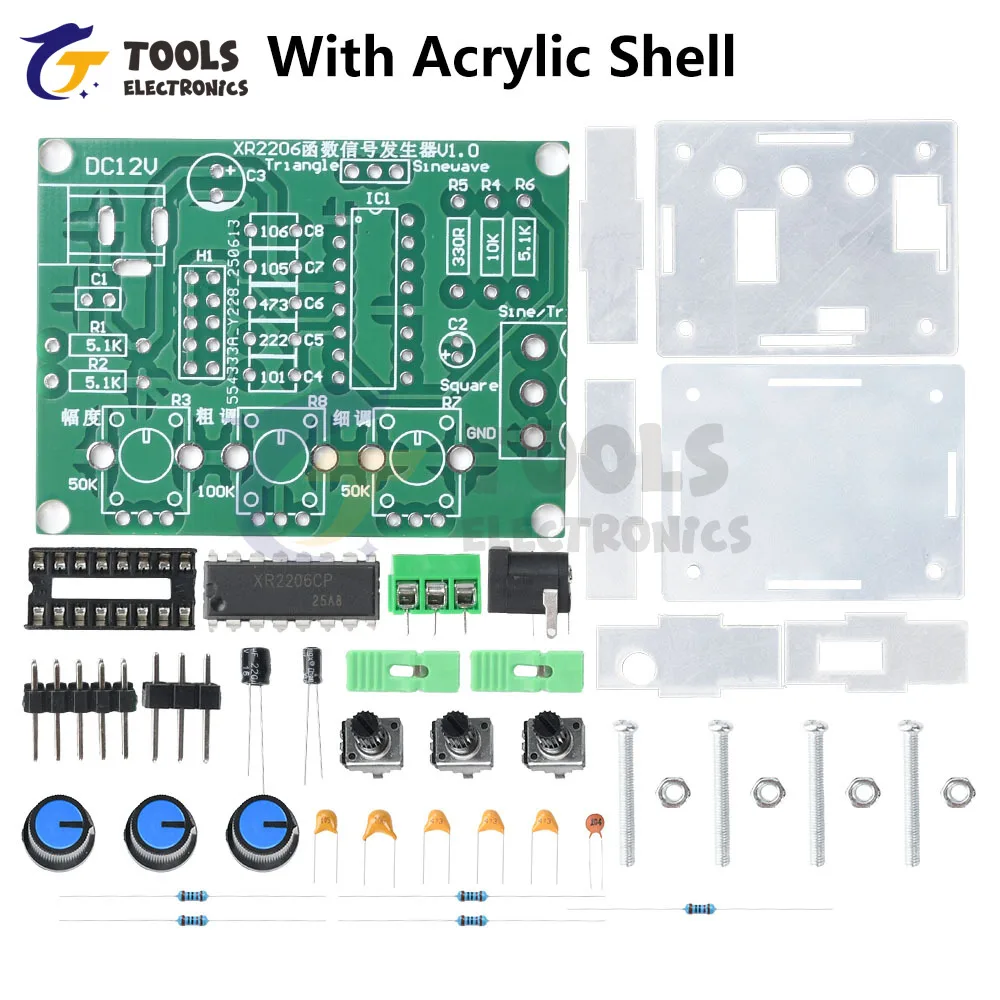 XR2206 Функция Генератор сигналов DIY Kit 1 Гц-1 МГц Регулируемый синусоидальный треугольник прямоугольный выход постоянного тока 9-12 В для электронной лаборатории Schoo