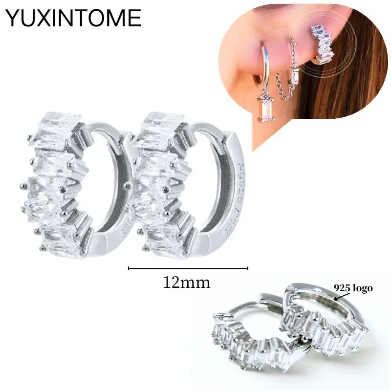 Ohrnadel aus 925er-Sterlingsilber, modische Creolen, weißer Kristall, luxuriöse Damen-Silberohrringe, Hochzeit, Damenschmuck, Geschenk