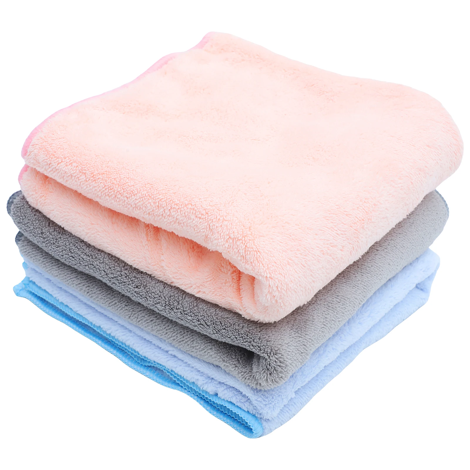 

3 Pcs Coral Fleece Towel Quick-drying Absorbent Bath Hand Shower Large Pink Grey Blue Soft Reusable Spa Washcloths