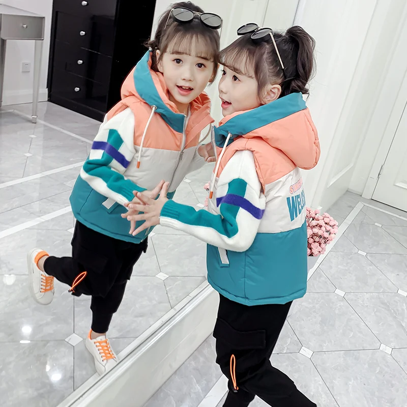 

Autumn Winter Children Girls Vest Sleeveless Hoodies Multicolor Jacket Kids Casual Waistcoat Teenager Coat Outerwear TR142