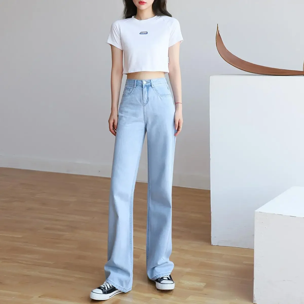 

Ready Stock New Wide Leg Jeans Women's High-waisted Trousers Denim Baggy Spring and Autumn Wide-leg Loose Straight 2025