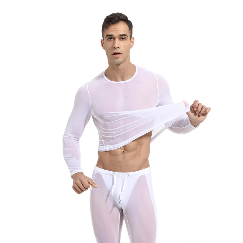 Men Breathable Mesh Tights T-Shirt Sport Wear Leggings Summer Sexy Compression Pants Fitness Running Tights Gym Training Shorts