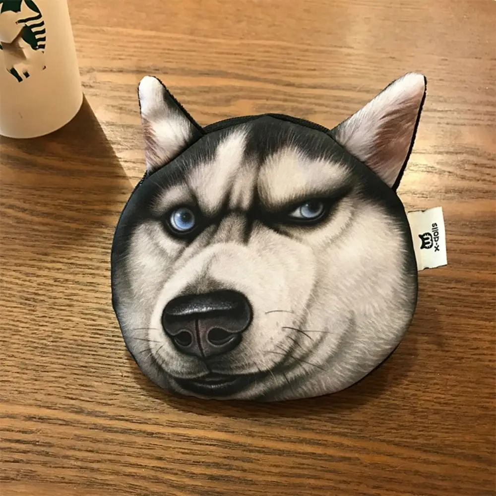 Dog Expression Dog Pattern Coin Purse Bulldog Siberian Husky Change Storage Bag Cartoon Design Small Item Bag Card Holder
