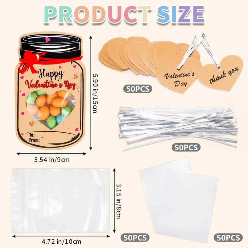 50Pcs Valentines Day Gift Cards For Kids Valentines Classroom Exchange Fun Pack Valentine's Day Greeting Card Set Easy Install