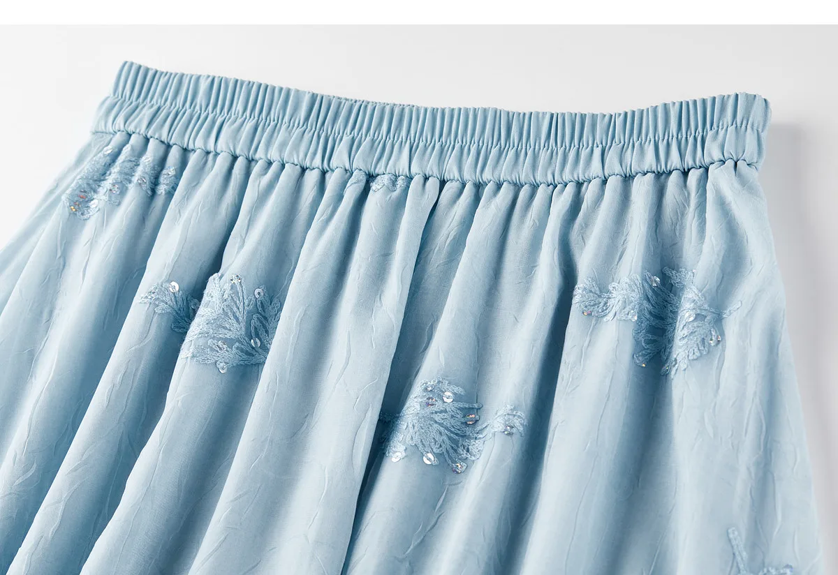 SENTUBILA Elegantes besticktes 3-teiliges Damen-Set, bestehend aus einem Oberteil mit Perlenbesatz und Rundhalsausschnitt, einem einfarbigen Camisole und einem A-Linien-Rock, lockeres Outfit 162ZK4843 – Detail 31