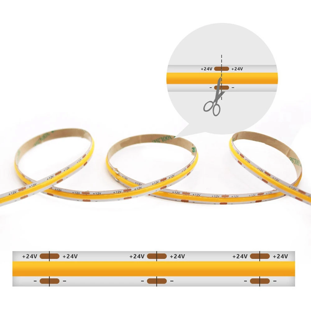 480 LED 8MM 12V COB LED Strip Light RA90 5M Flexible Strip Bar LED Strip 3000K Warm White for Bedroom Home