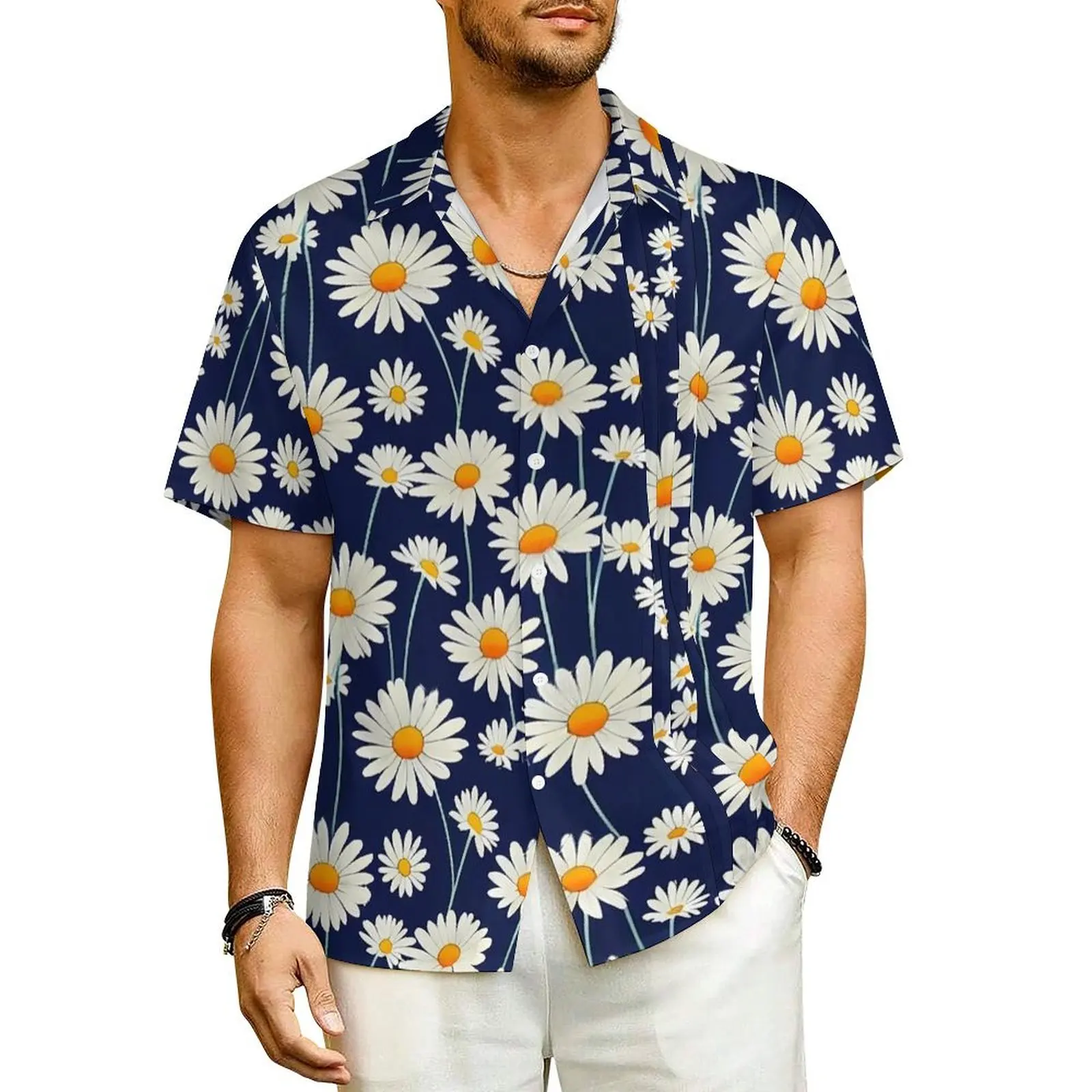 

Ditsy Floral Hawaiian Shirt Man Vacation Blue Blooming Grove Casual Shirts Short Sleeve Funny Graphic Novelty Oversized Blouses