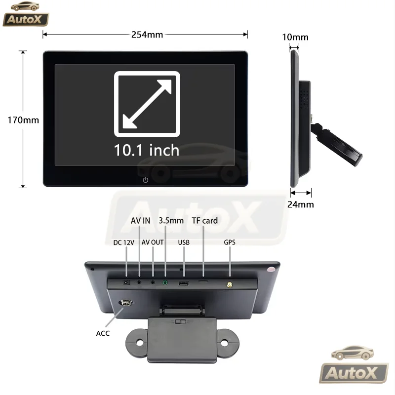Auto X New Rear Seat Entertainment Headrest Display 10.1-inch USB Connection External LCD Android Display