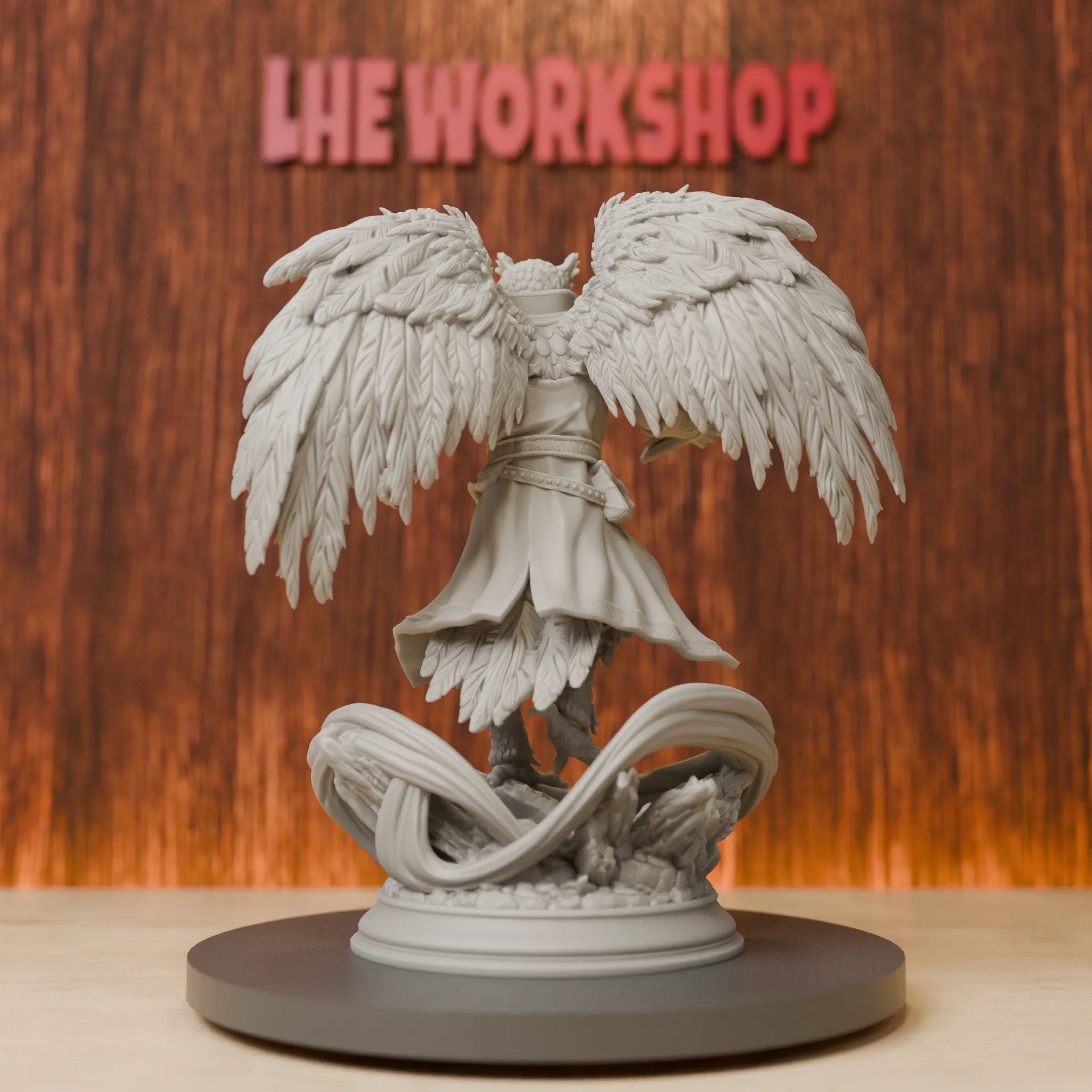 Owlkin Sorcerer Miniatures | 28mm-75mm | Resin 3D Printed DND Pathfinder Mini | Unpainted Grey