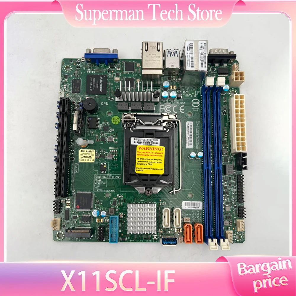 

Материнская плата для сервера Supermicro X11SCL-IF Mini-ITX C242 LGA-1151 DDR4, поддержка Core i3 E-210 8-го/9, поколения