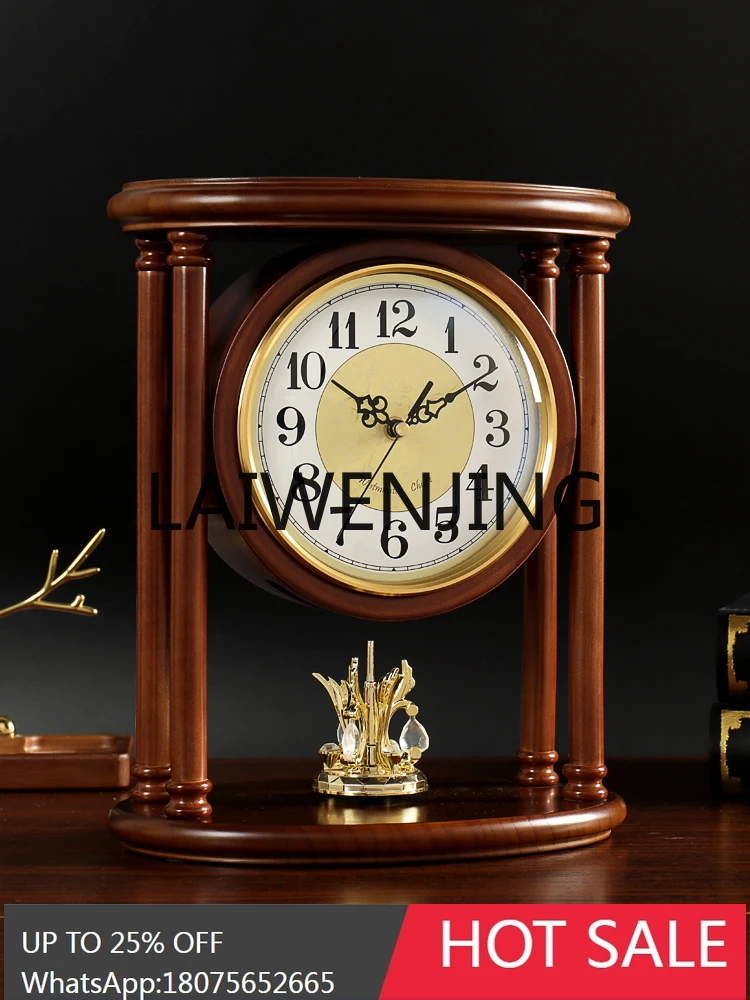 LYY  Clock Solid Wood Decoration Clock Creative Mute Rhythm Movement Desk Clock