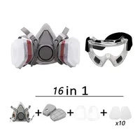Reusable Respirator 6200 Half Face Cover Gas Mask with Fog-proof Glasses for Painting Spray Polishing Work Safety Smoke