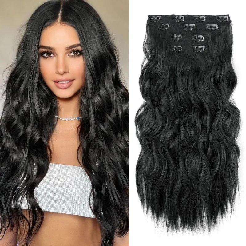 

2025 Wig Female Long Curly Hair Big Wave Four-piece Set To Increase Hair Volume Fluffy Natural Invisible Extender Lolita Accesso