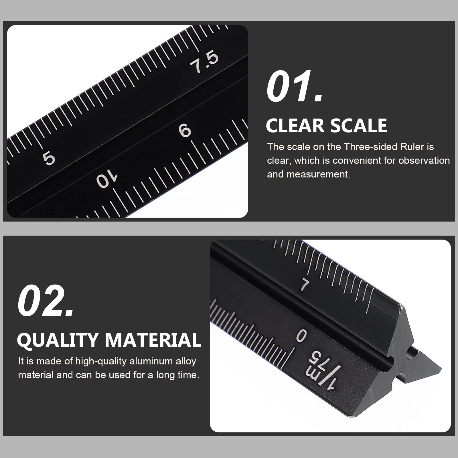 Drawing Ruler Triangular Three-sided Architectural Student Alloy Stationery Scale