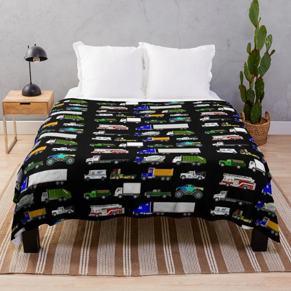 

Trucks - The Kids' Picture Show Throw Blanket Soft Luxury Designer Decorative Sofa Blankets