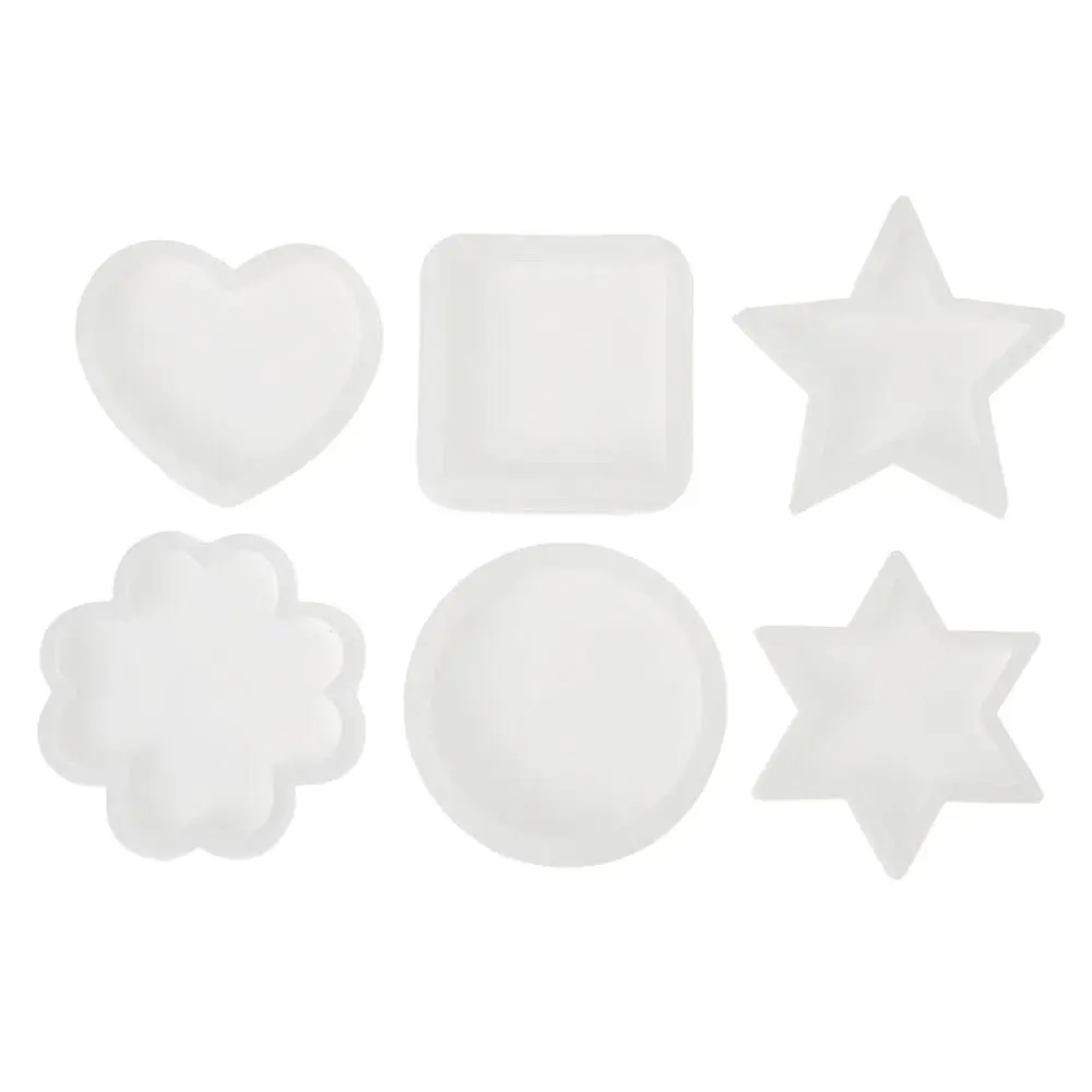 6PCS Molding & Casting Silicone Silicone Mold Circle Square Chocolate Mould White Star Resin Casting Mold Home Decor