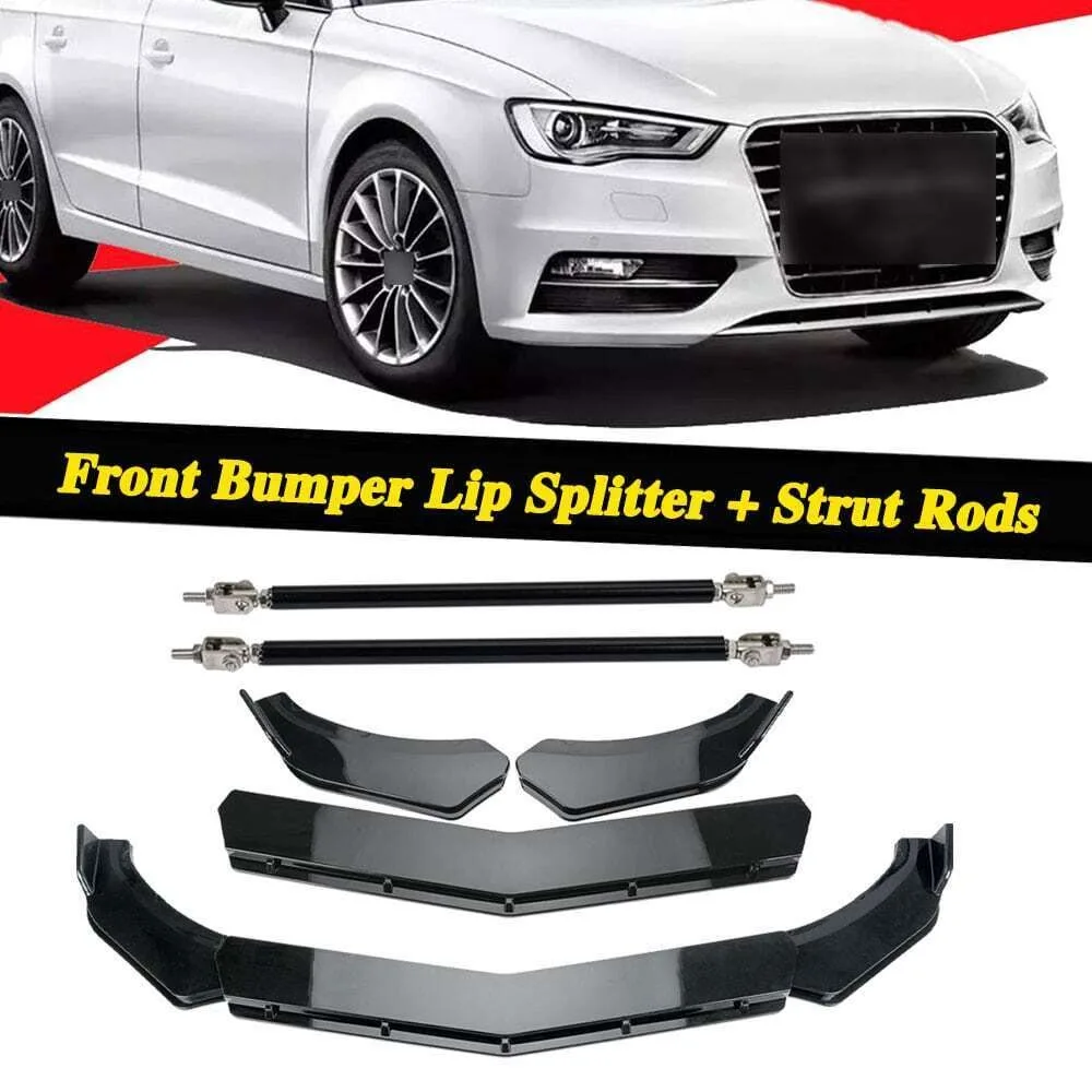 

Glossy Black For Honda Civic Si Front Bumper Lip Splitter Spoiler + Strut Rods United States