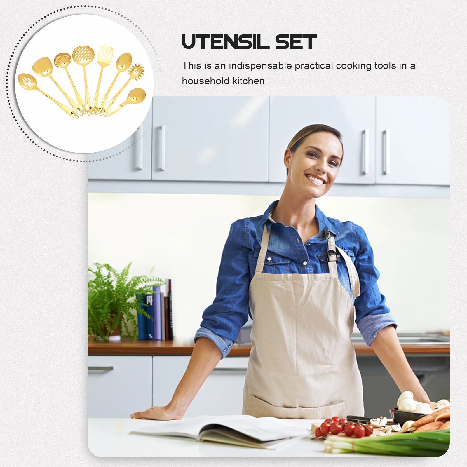 

1 Set Stainless Steel Spatula Scoop Kitchen Utensil Set Cooking Supplies Spoon Ladle Stainless Shovel Gold Kitchen Accessories