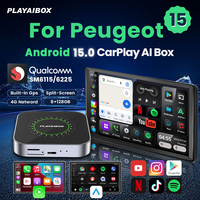 Android 15 CarPlay Ai Box SM6225 8G+128G Built in GPS Wireless CarPlay Android Auto 4G LTE Support Youtube Netflix For Peugeot