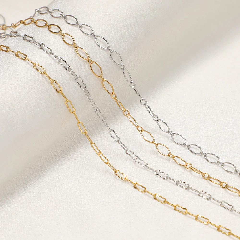 1 Meter Edelstahl-Rhombus-Kabelkette für DIY-Schmuck, handgefertigte Armbänder, Halsketten, Körperketten und Ohrringe. – Detail 3