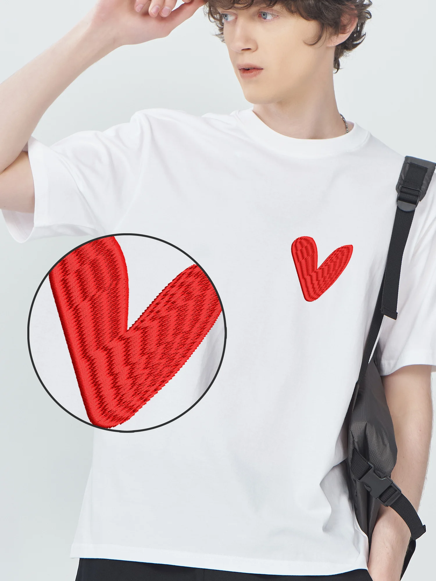 

Red Heart Graphic Embroidered Short Sleeve Tshirt Luxury Clothing Cotton T Shirts For Men women Summer Breathable Tops