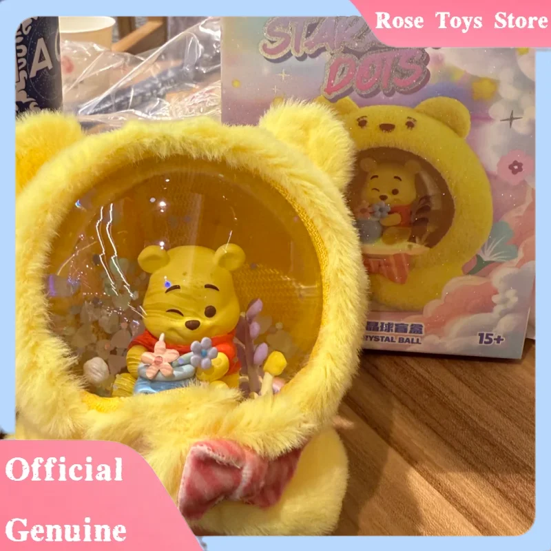 Oryginalna seria pluszowych kryształowych kul Starlight Dots w formie blind boxa, urocze dekoracje do pokoju z Kubusiem Puchatkiem, świecące zabawki idealne na prezent.