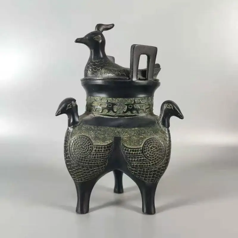 Exquisite Interesting Chinese Bronze Three Peacocks Statues Incense Burner Living room home decoration pieces