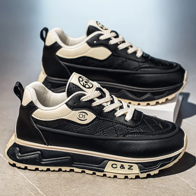 

2025 Fashion Trend Men's Shoes Mesh Breathable Casual Shoes Height Increasing Color Blocked Low Top Comfortable Chunky sneakers