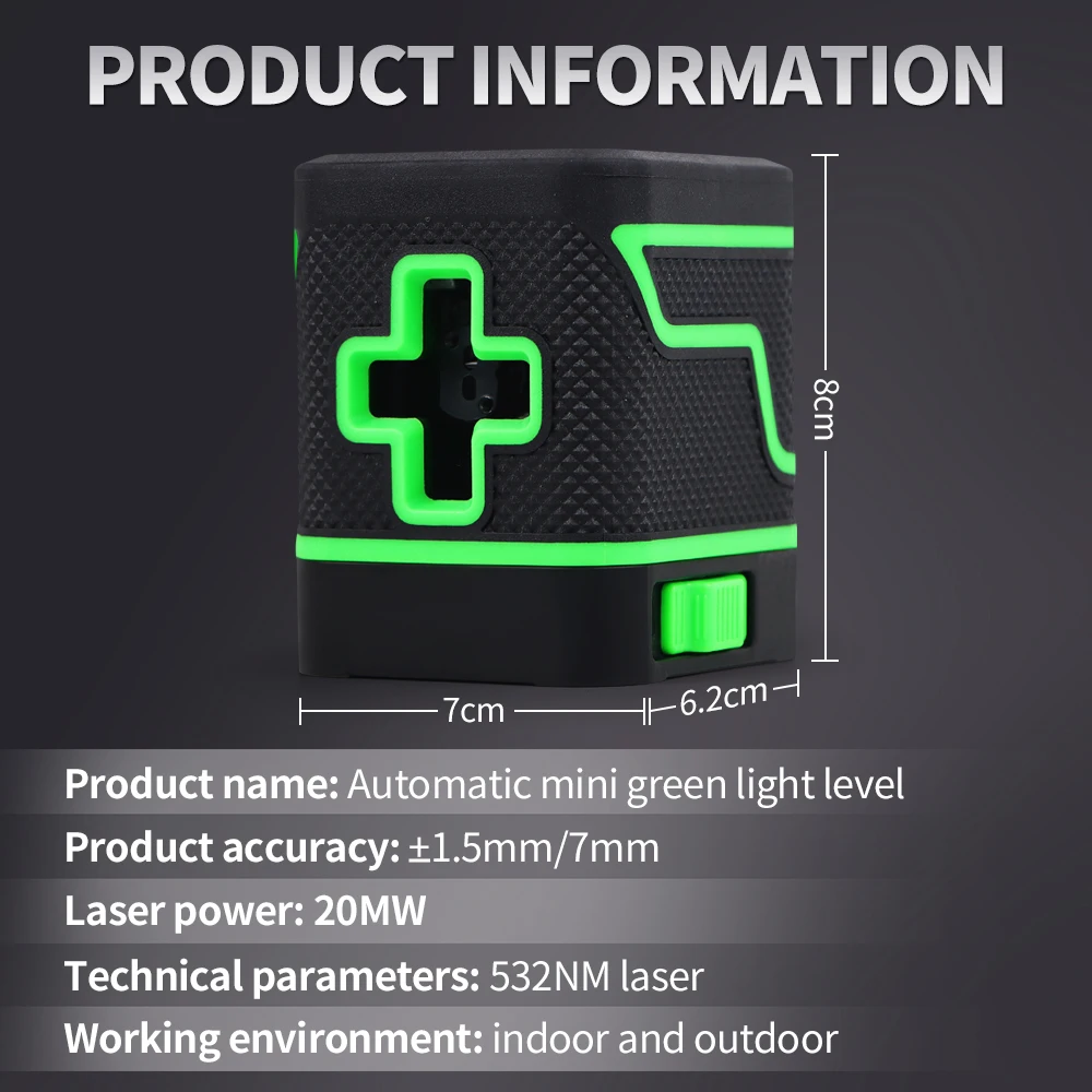 Mini 2 Lines Green Laser Level Self-leveling Vertical Horizontal Cross Line Meter Nivel Laser 360 Autonivelante Waterproof