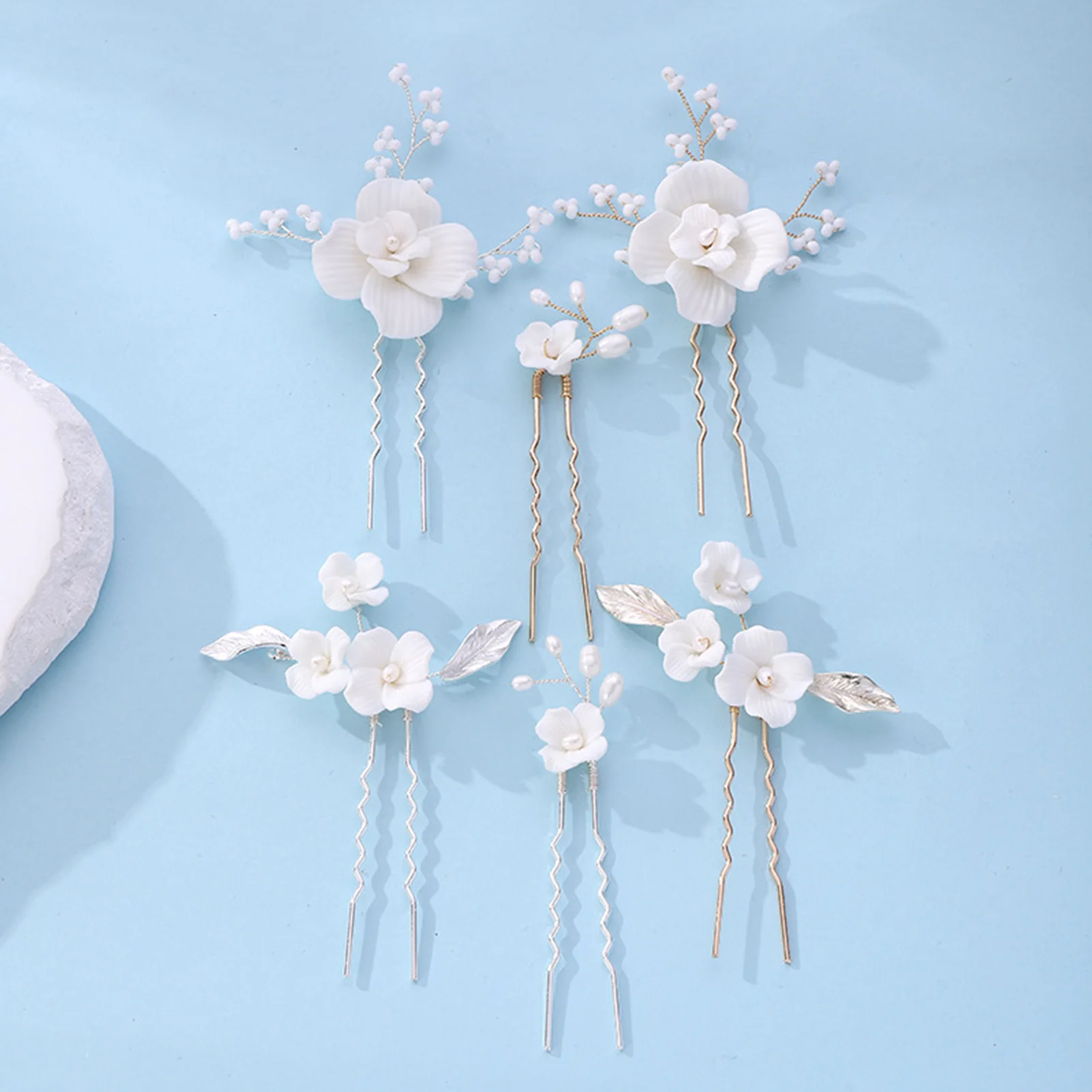 

3PCS Elegant Pearl Crystal Hairpin Wedding Bridal U-shaped Metal Hair Comb Forks for Women Hairstyle Clips Jewelry Accessories