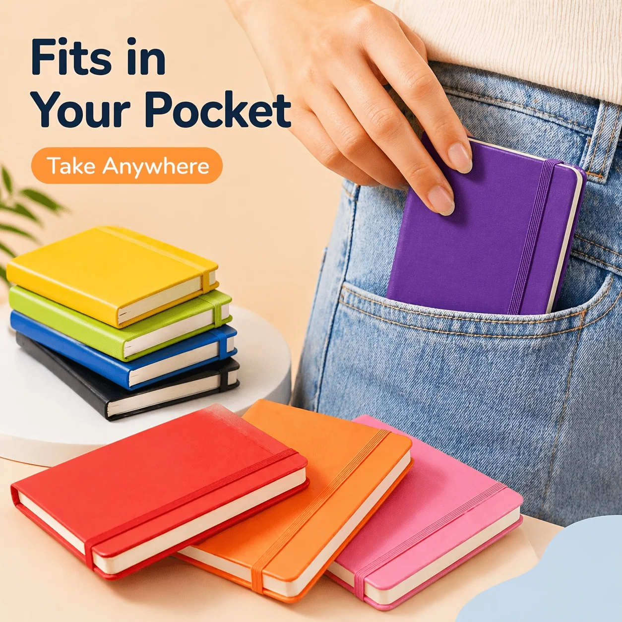 

3-Pack Pocket Notebooks for Business and Office Use, Notepads, Planner Notebooks, Student Notebooks with Straps, Can Be Put into Your Pocket, Easy to Carry with You Wherever You Go