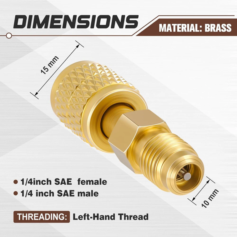 Thick R32/R454B Refrigerant Brass Connector 1/4