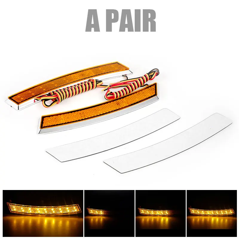 18 LED Front Wheel Eyebrow Lights Dynamic Flowing Fender Reflector Decoration Lamp Turn Signal DRL Side Marker Lights 12V 24V