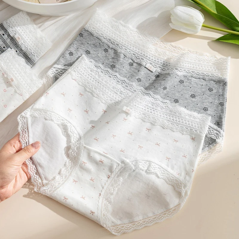 

Сексуальные кружевные женские трусики с антибактериальной промежностью, дышащие трусы, удобное бесшовное нижнее белье, женское нижнее белье, трусики со средней талией