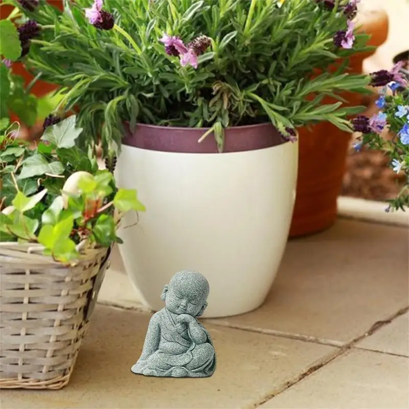 Estatuilla de piedra de Buda para pequeños monjes budista, estatua de Buda, budismo tibetano, monje Zen, adorno de jardín, meditación, decoración