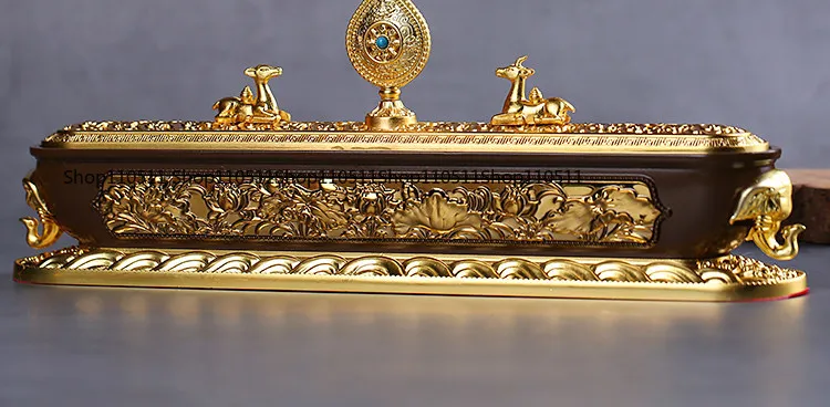 Incense box, aromatherapy burner, household living room, gilt Tibetan-style lying incense burner, large.