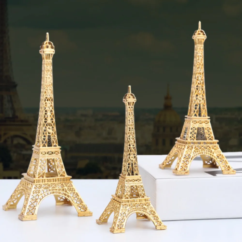 Vintage Eiffel Tower Statue Desktop Decor Iron Eiffel Tower Figurine Cake Stand Light Luxury Ornament Unique Office Decoration