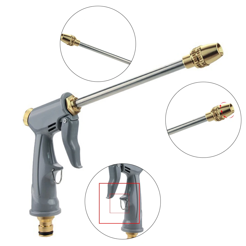 Fruit Tree Irrigation Gun with Hose Nozzle High Sprinkler Adjustable Atomizing Water Gun Household Car Wash Tool