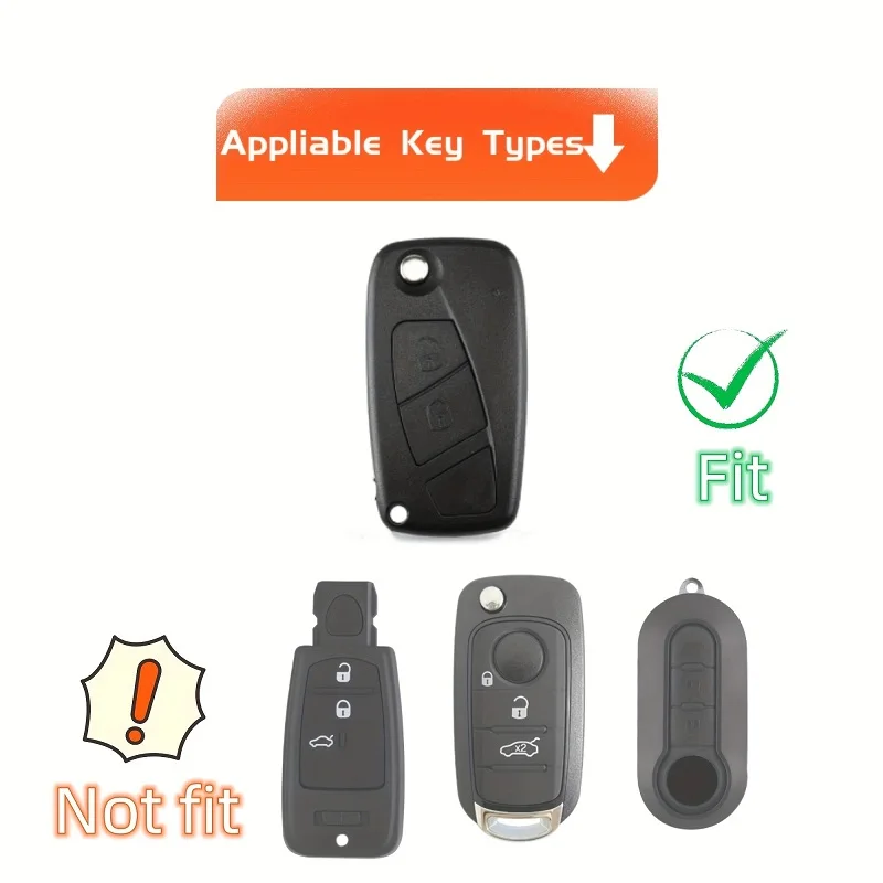 Car Key Fob Cover with Keyring for FIAT Panda Stilo Punto Doblo Grande Bravo 500 Ducato Minibus Keyless Entry Remote Control