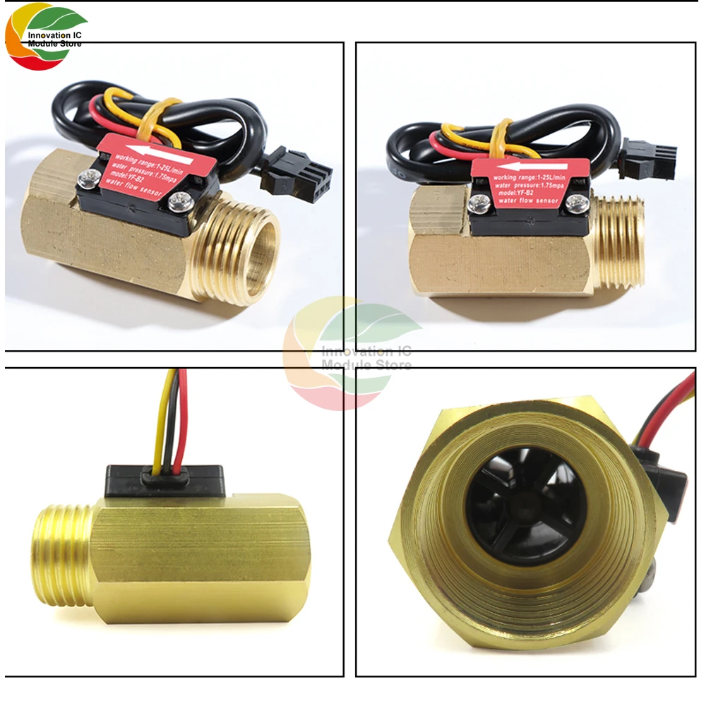 YF-B2 G3/4 Flow Sensor Water Flow Sensor Switch For Flow Meter Water Sensor Copper Shell Hall Flow Meter