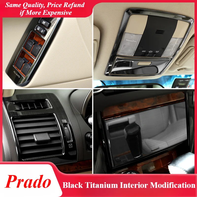 For Toyota domineering interior sticker Prado 2700 Middle East version center console handle frame decoration door bowl black