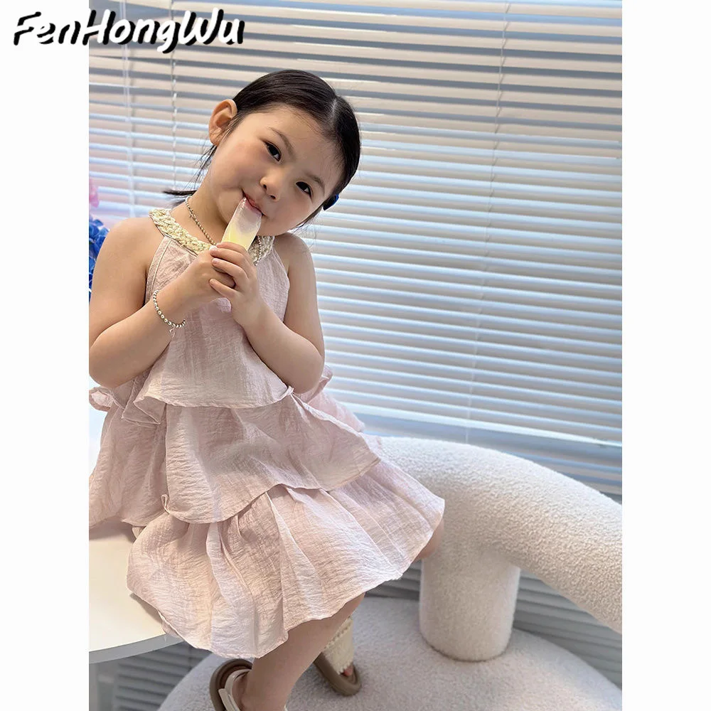 

Girls' Foreign Style Dress New Children's Sweet Vest Skirt Cake Skirt Temperament Fairy Skirt Casual Sweet Baby