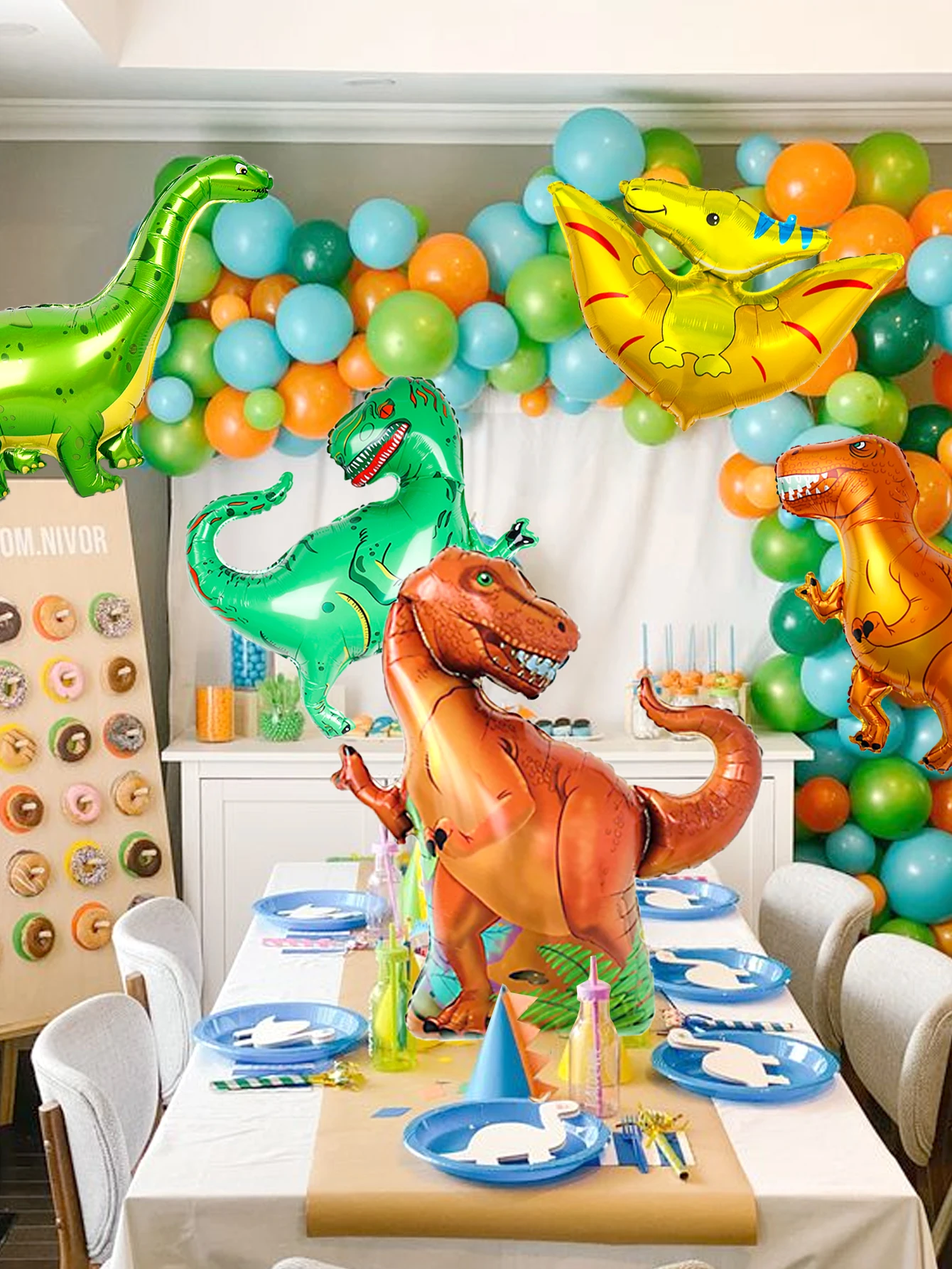 5 Stück/Set Dinosaurier-Folienballons für Dinosaurier-Themen-Geburtstagsfeiern, Jungendliche Dschungel-Dinosaurier-Themen- und Jurassic-Themen-Partydekoration – Detail 4