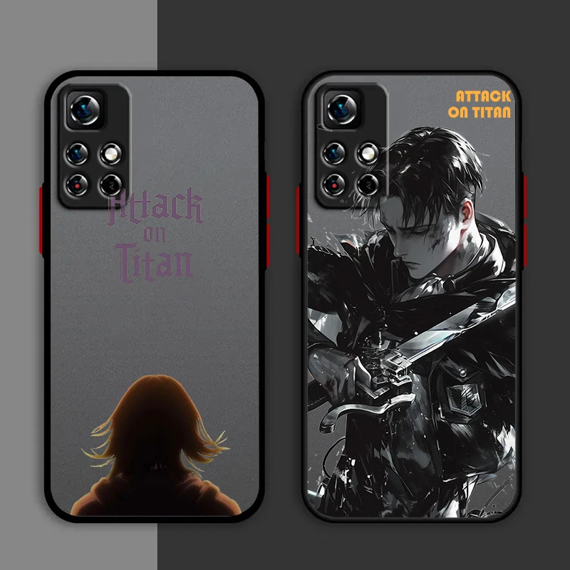 Attack On Titan Phone Case For Redmi Note 13 12 11 10 Pro Plus Pro S T 5G Matte Frosted Translucent Cover