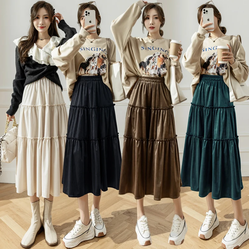 New Fashion Stringy Selvedge Black Long Skirt Women Clothes Ladies Casual OL Split Skirt Girls Cute Skirts Female Clothing